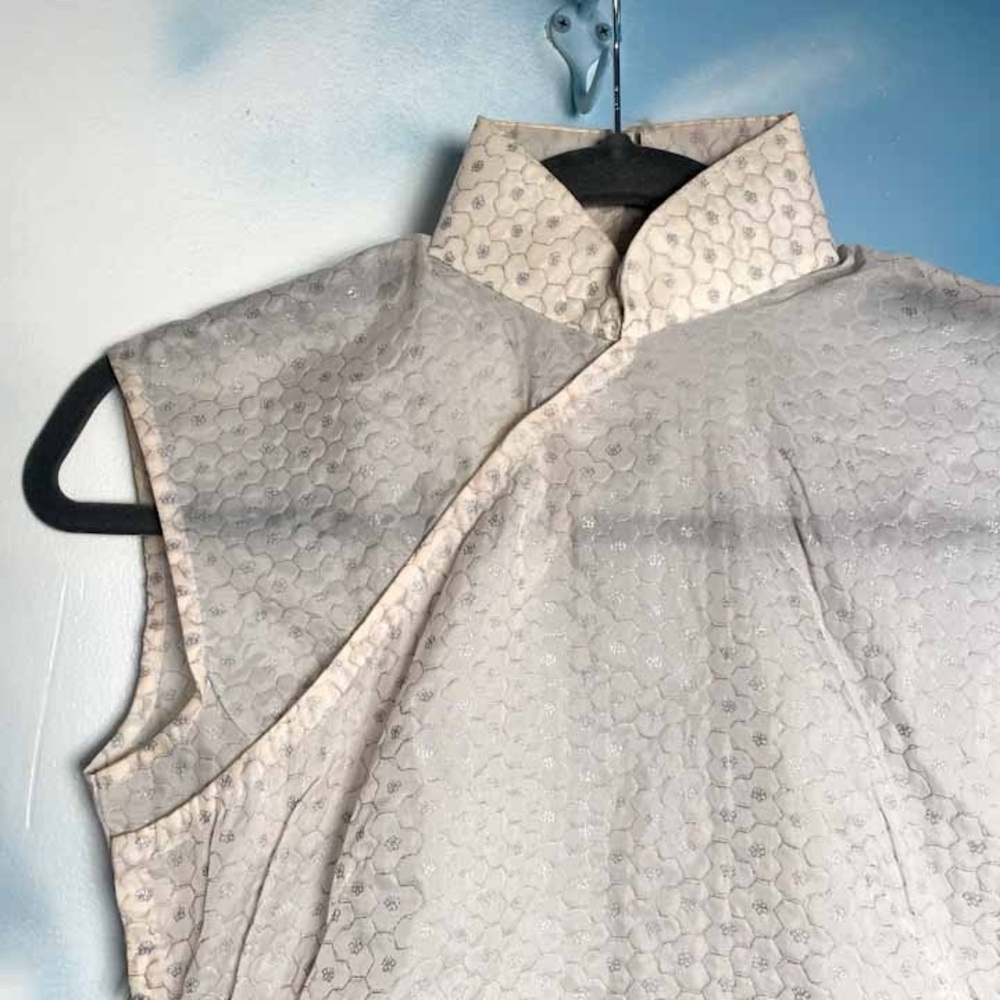 Silver flowers cheongsam dress